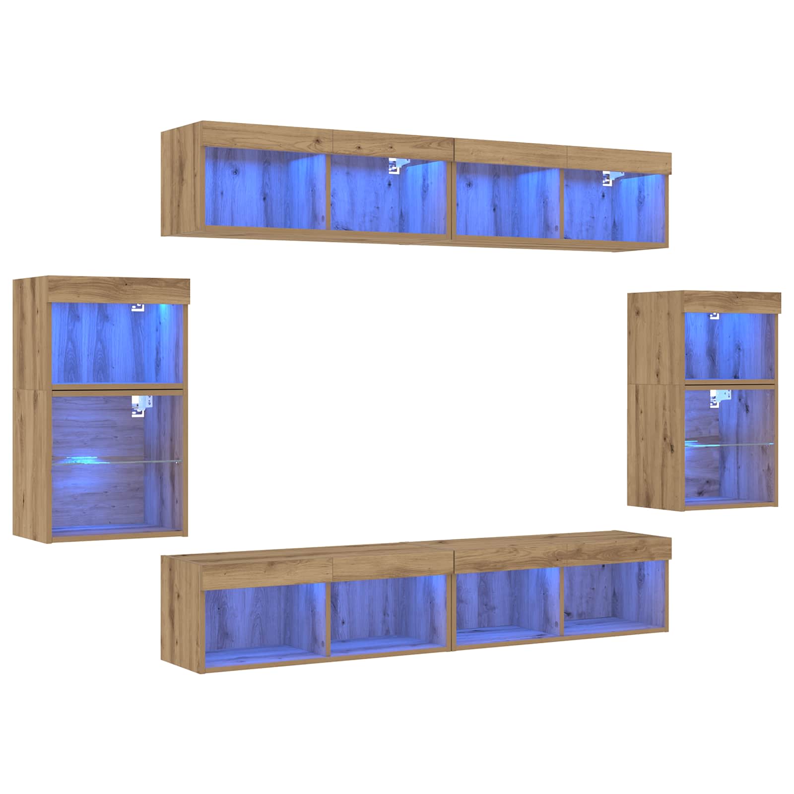 Set TV komoda Zidne 8 pcs hrast artisan Konstruirano drvo