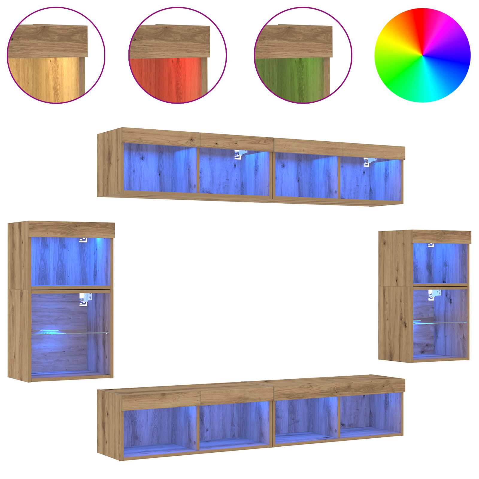 Set TV komoda Zidne 8 pcs hrast artisan Konstruirano drvo
