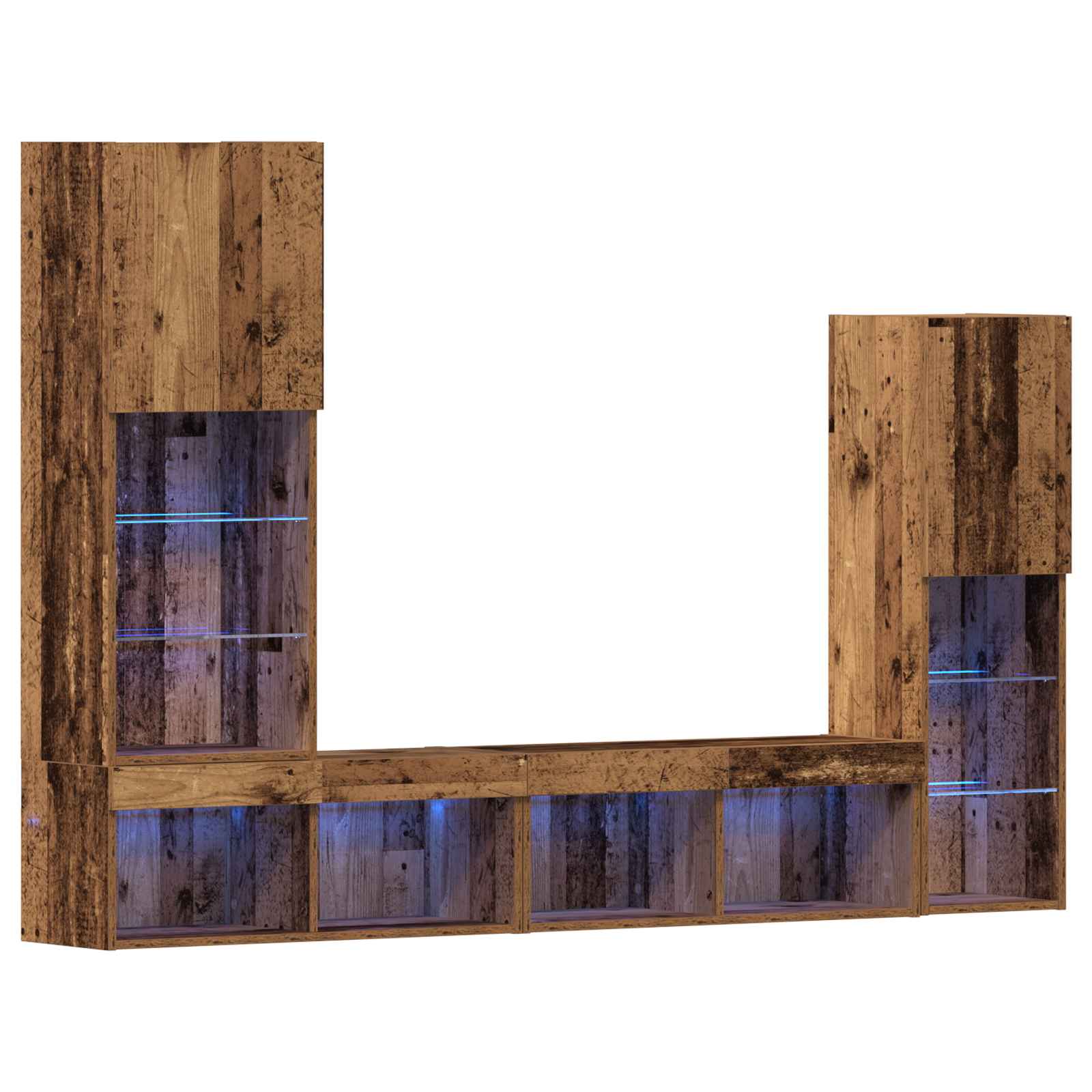TV ormar S LED lampica 4 pcs Staro drvo Konstruirano drvo