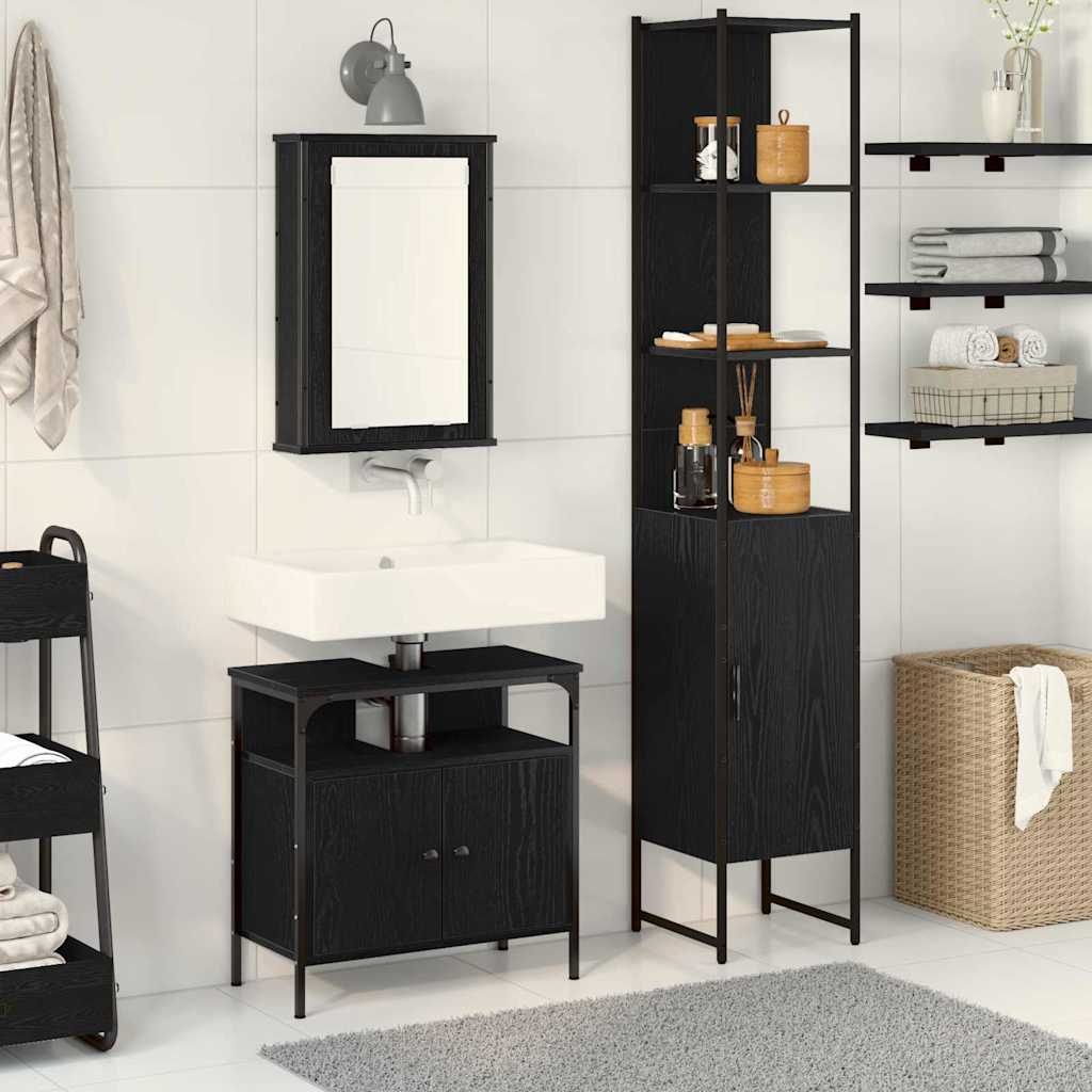 Set namještaja za kupaonicu 3 pcs Crni hrast Konstruirano drvo