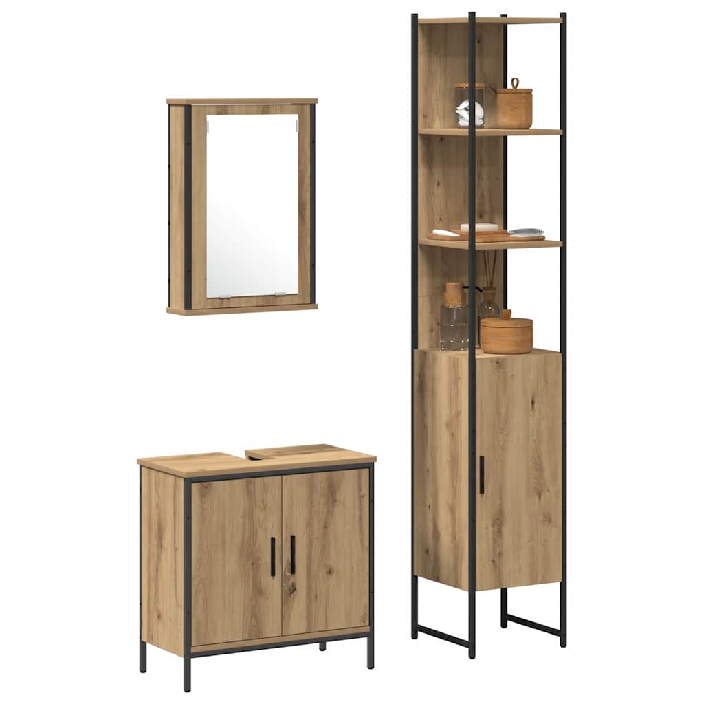 Set namještaja za kupaonicu Zidne 3 pcs Smeđa Konstruirano drvo