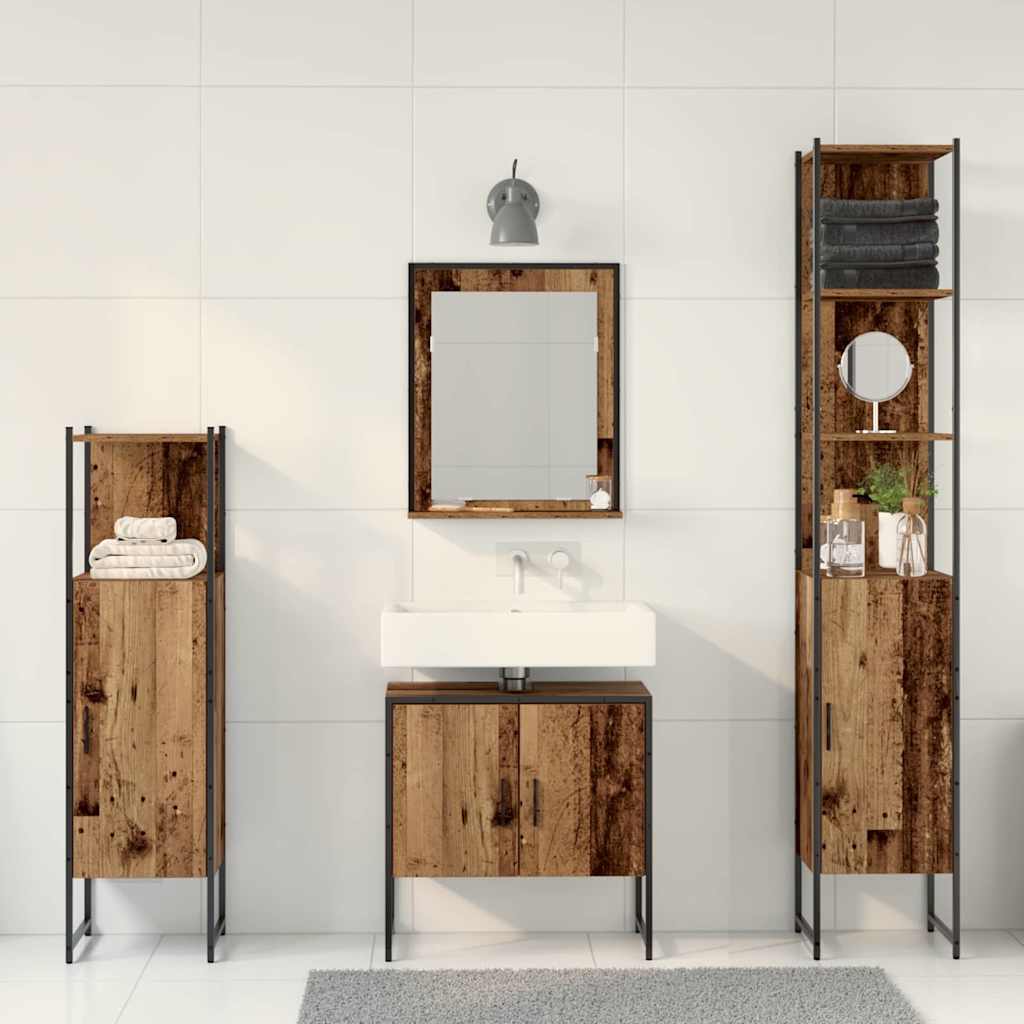 Set namještaja za kupaonicu 4 pcs Smeđa 33 x 33 x 185.5 cm