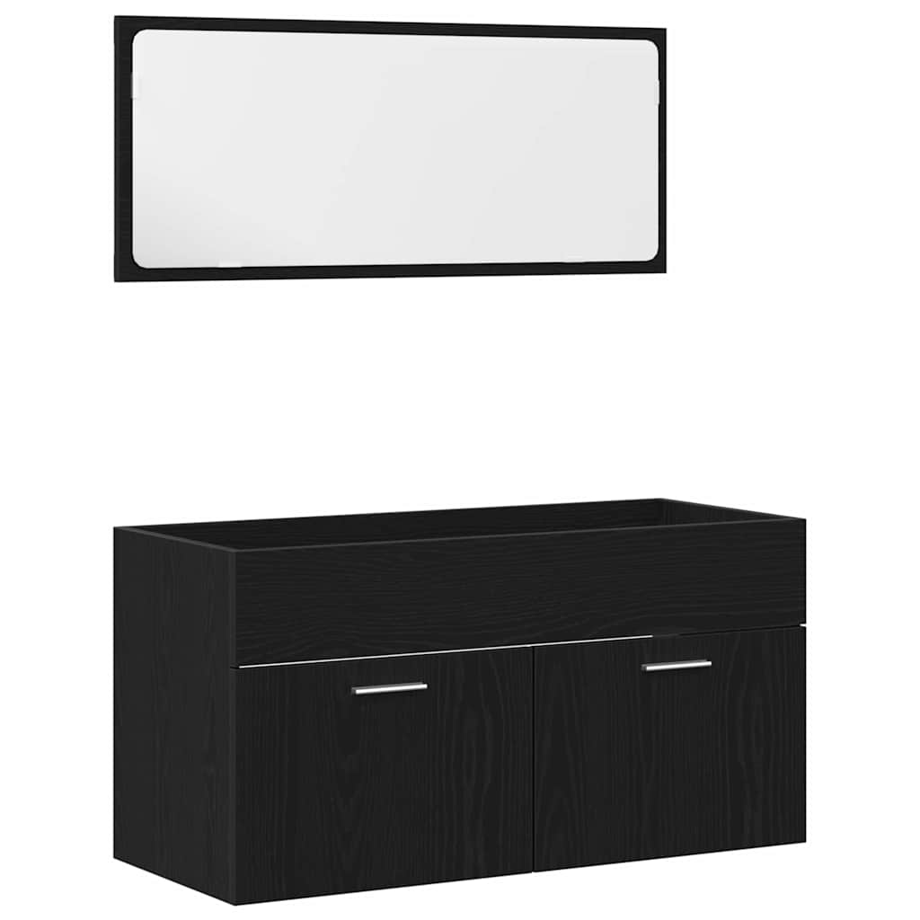 Set namještaja za kupaonicu 4 pcs Crni hrast Konstruirano drvo