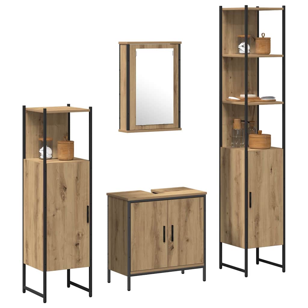 Set namještaja za kupaonicu Zidne 4 pcs Smeđa Konstruirano drvo