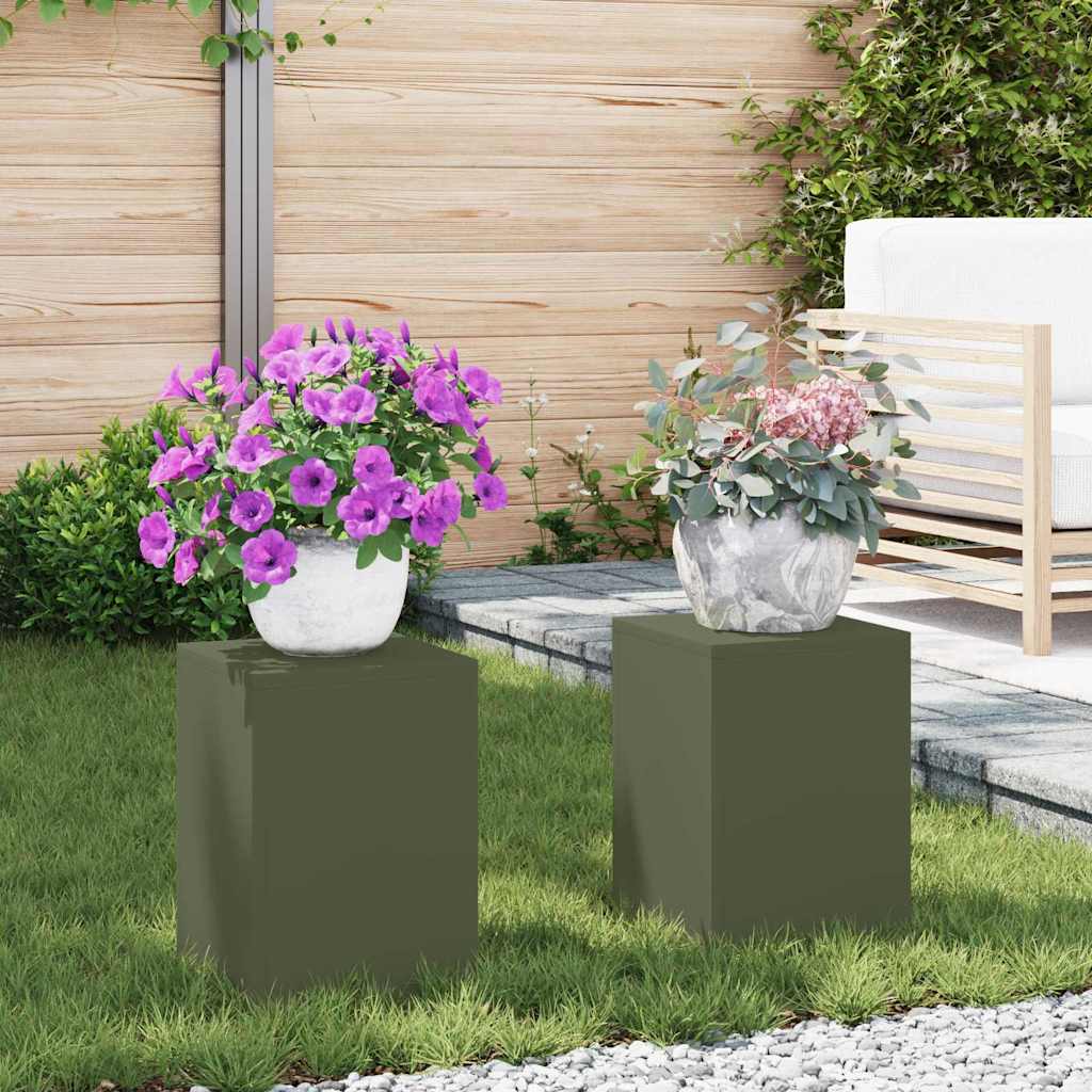 Stalak za biljke 2 pcs Maslinovo zelena 24 x 24 x 35 cm Čelik