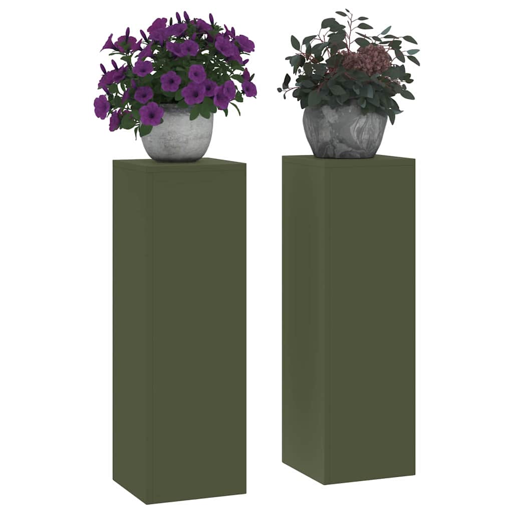 Stalak za biljke 2 pcs Maslinovo zelena 24 x 24 x 75 cm Čelik