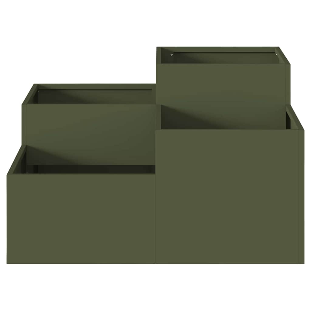Vrtna saksija Maslinovo zelena 80 x 80 x 48 cm Čelik