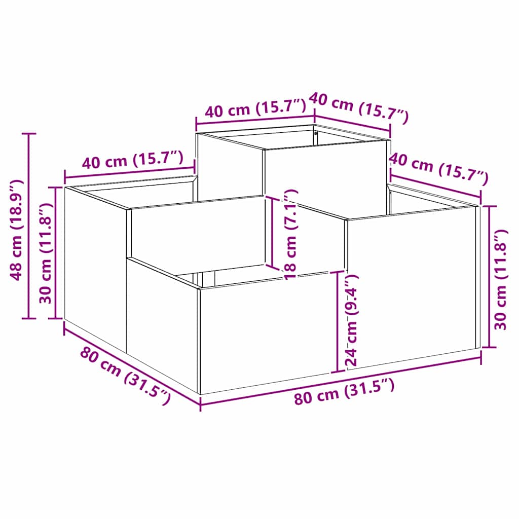 Vrtna saksija Srebrno 80 x 80 x 48 cm Pocinčani čelik