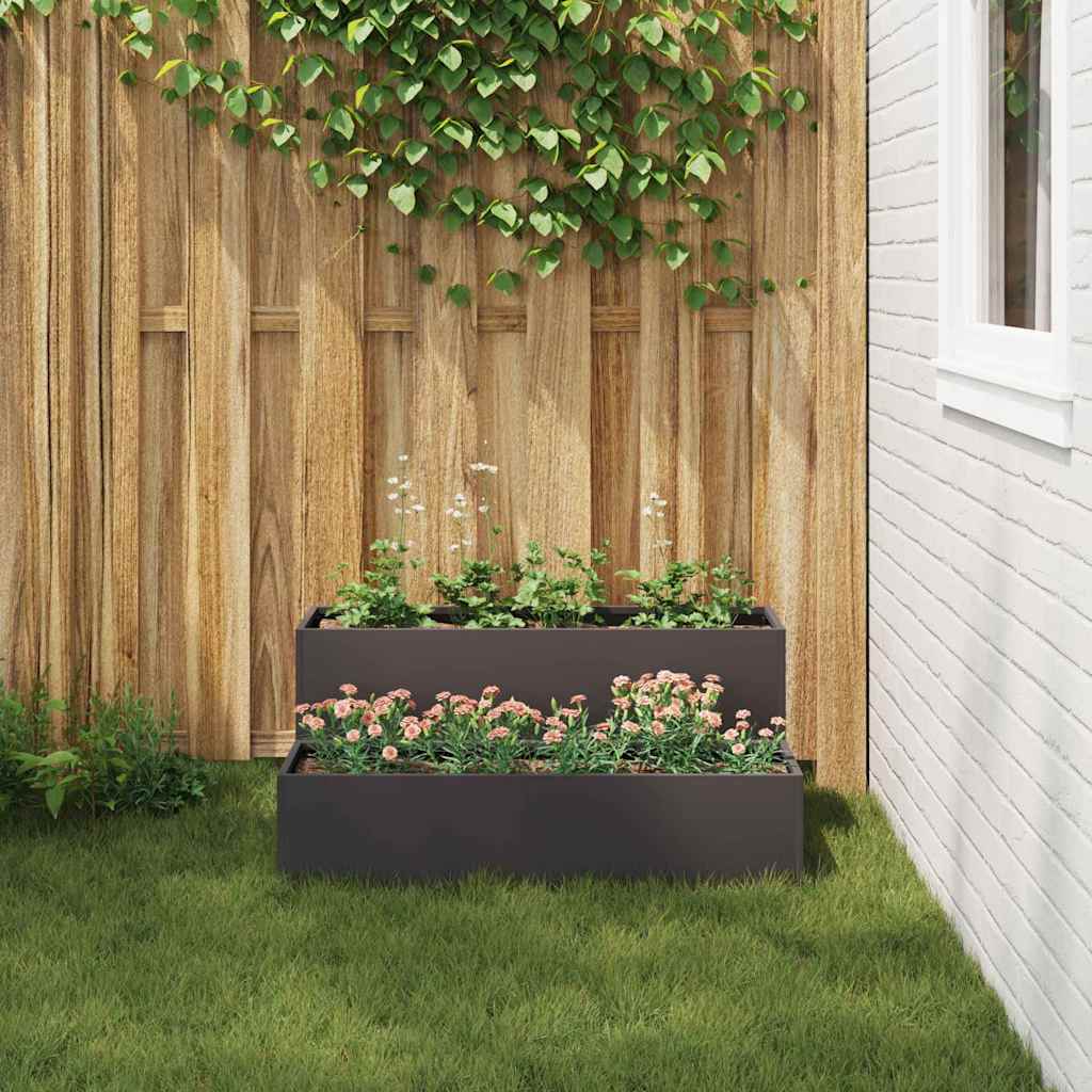 Vrtna saksija Crna 100 x 60 x 45 cm Čelična vrata