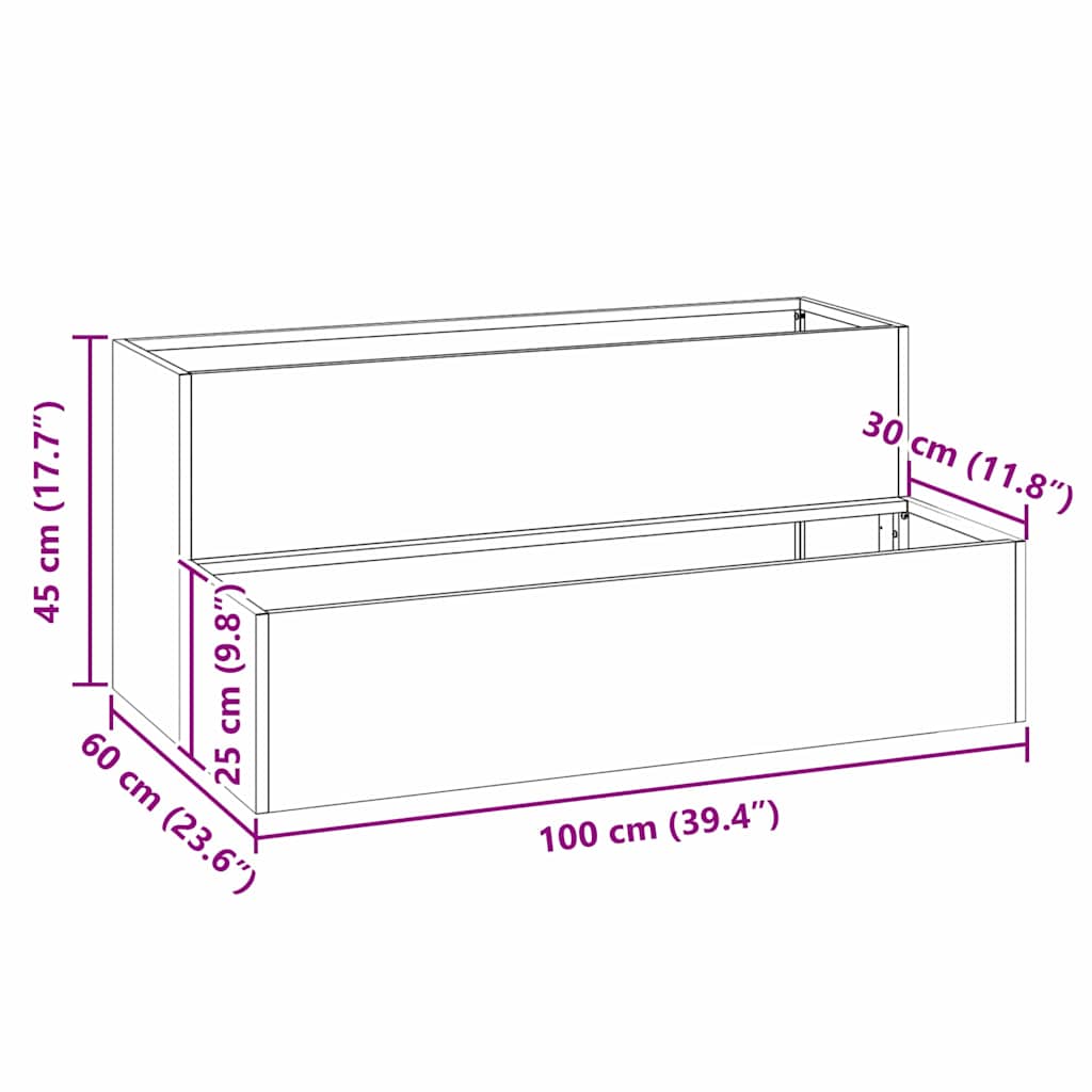 Vrtna saksija Srebrno 100 x 60 x 45 cm Cinkani čelik