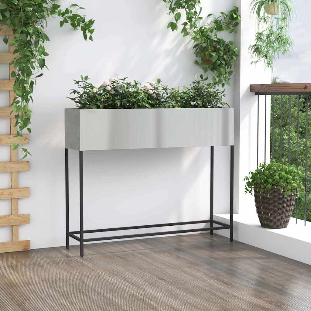 Povišeni Vrtni Planter Srebrno 100 x 26 x 82 cm Cinkani čelik