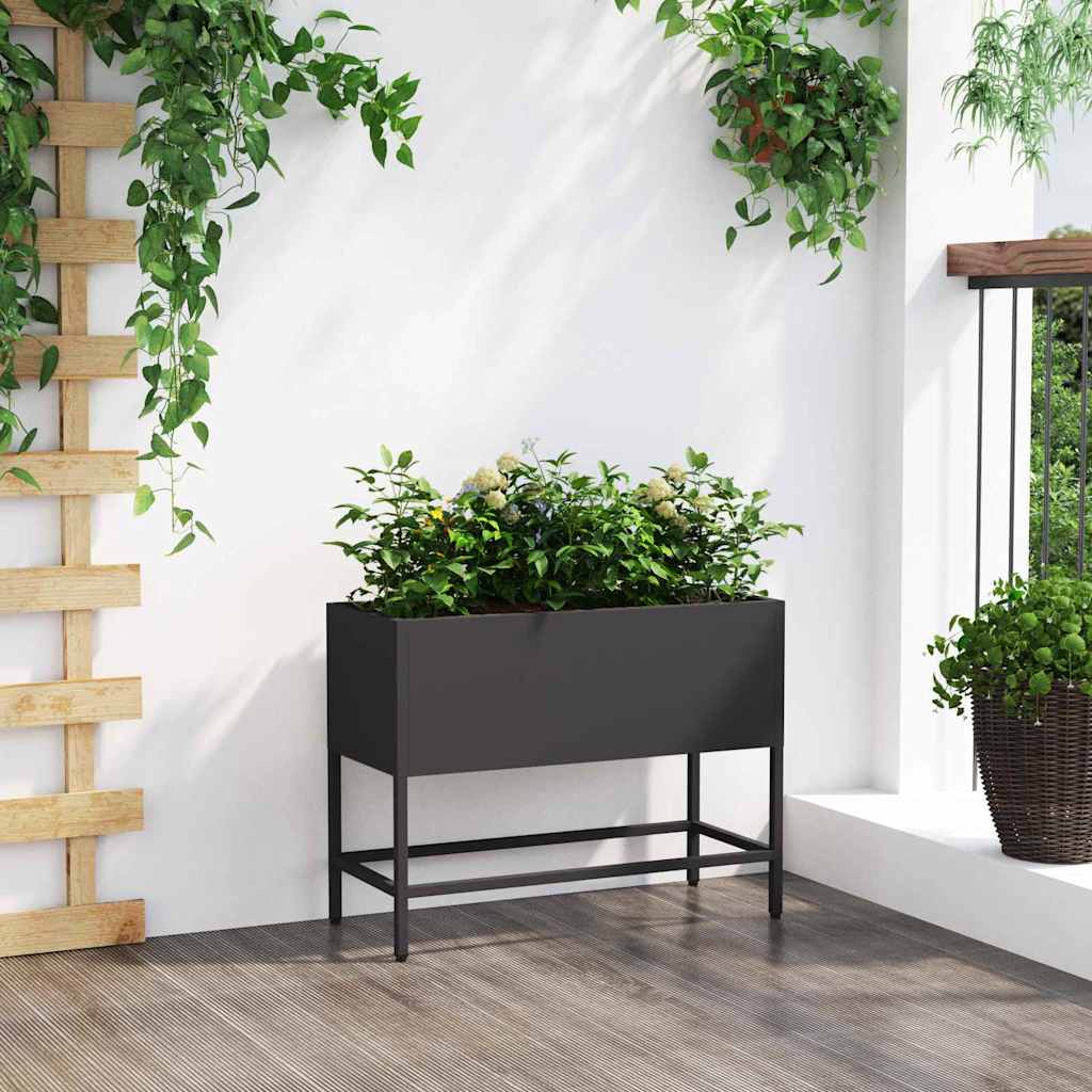 Povišeni Vrtni Planter Crna 60 x 26 x 45 cm Čelik