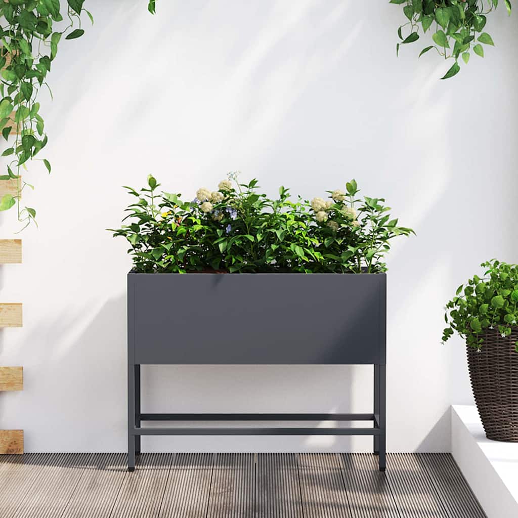 Povišeni Vrtni Planter Antracit 60 x 26 x 45 cm Čelik