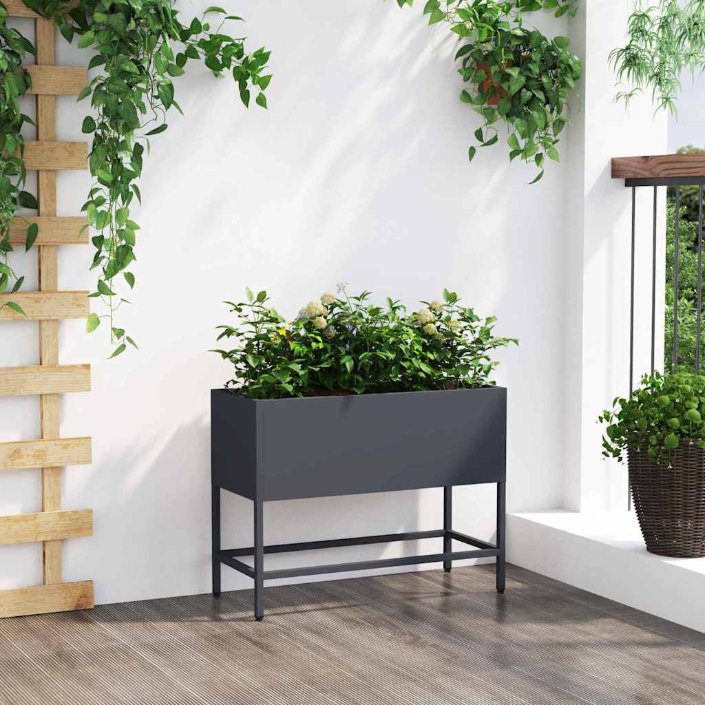 Povišeni Vrtni Planter Antracit 60 x 26 x 45 cm Čelik