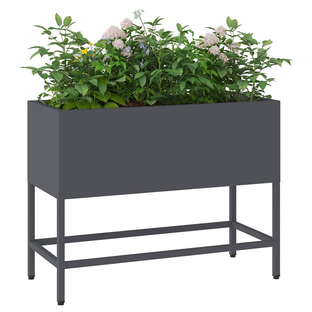 Povišeni Vrtni Planter Antracit 60 x 26 x 45 cm Čelik