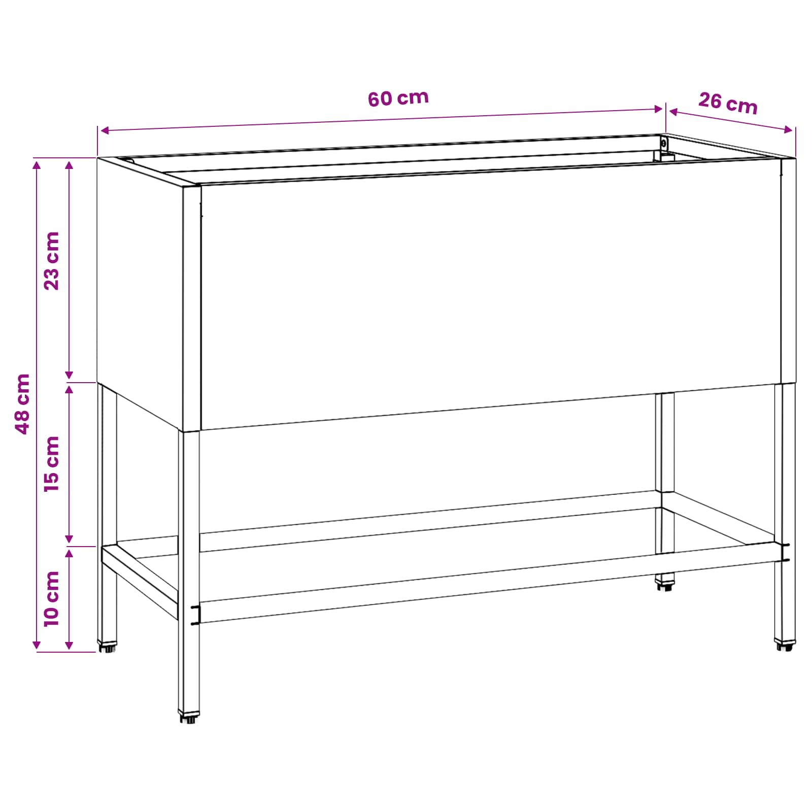 Povišeni Vrtni Planter Antracit 60 x 26 x 45 cm Čelik