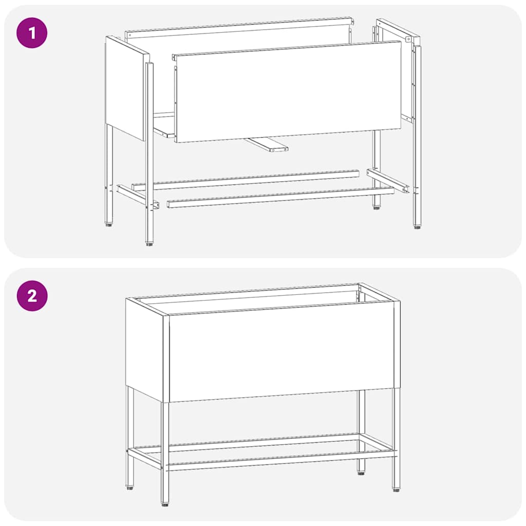 Povišeni Vrtni Planter Srebrno 60 x 26 x 45 cm Cinkani čelik