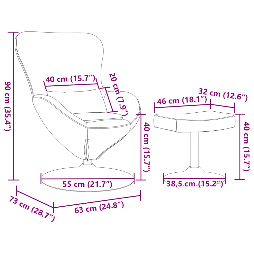 Jaja Stolica s Pufom with Footstool Plava Baršun
