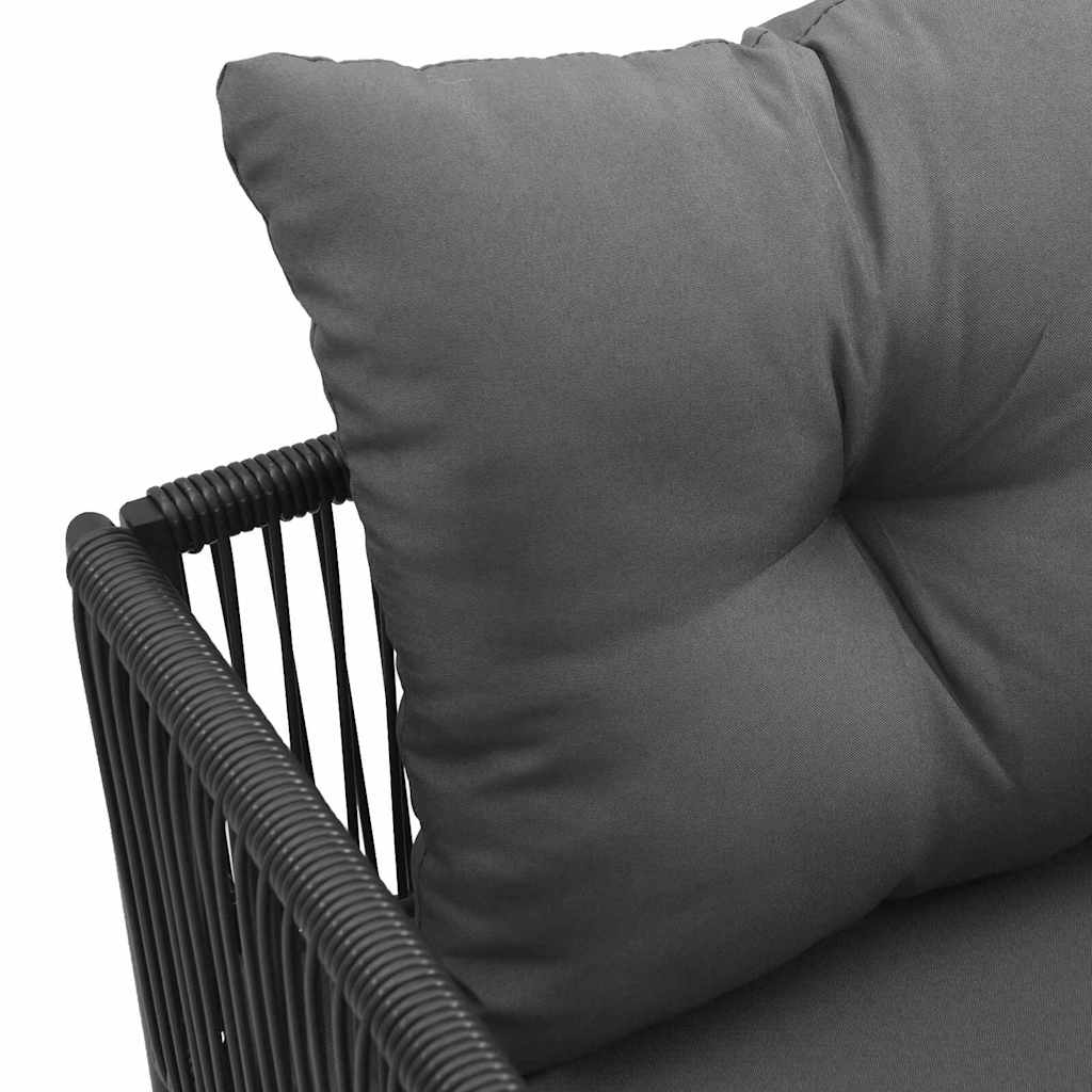 Stolica s jastukom 4 pcs Crna i antracit PE ratan