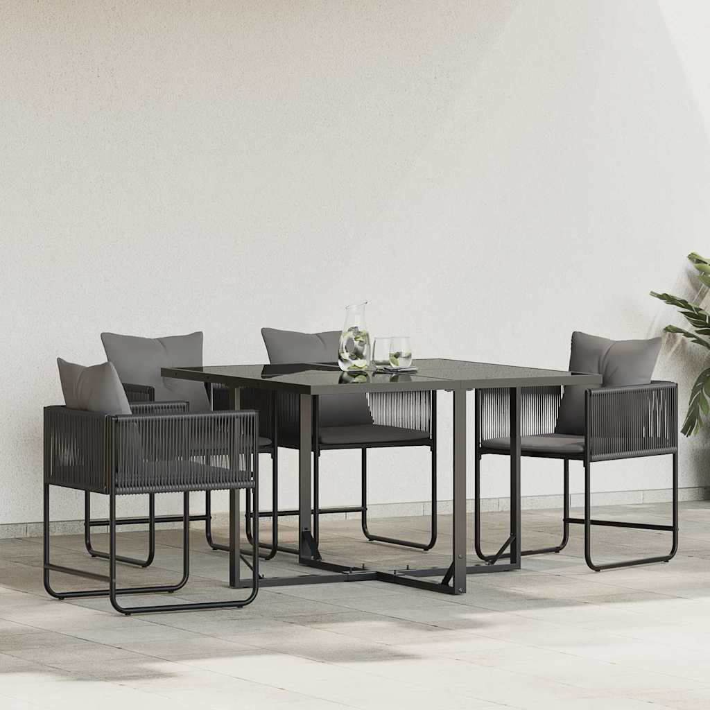 Stolica s jastukom 4 pcs Crna i antracit PE ratan