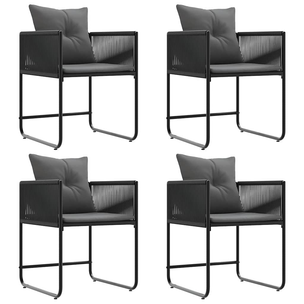 Stolica s jastukom 4 pcs Crna i antracit PE ratan