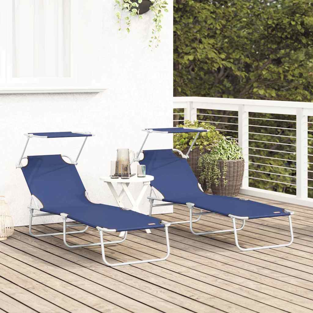 Ležaljka 2 pcs Plava 58 x 188 x 77cm Poliester