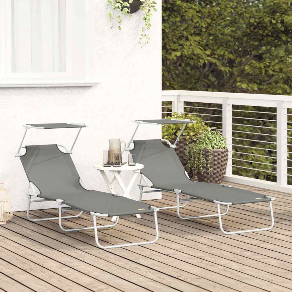 Ležaljka 2 pcs Siva 58 x 188 x 77cm Poliester