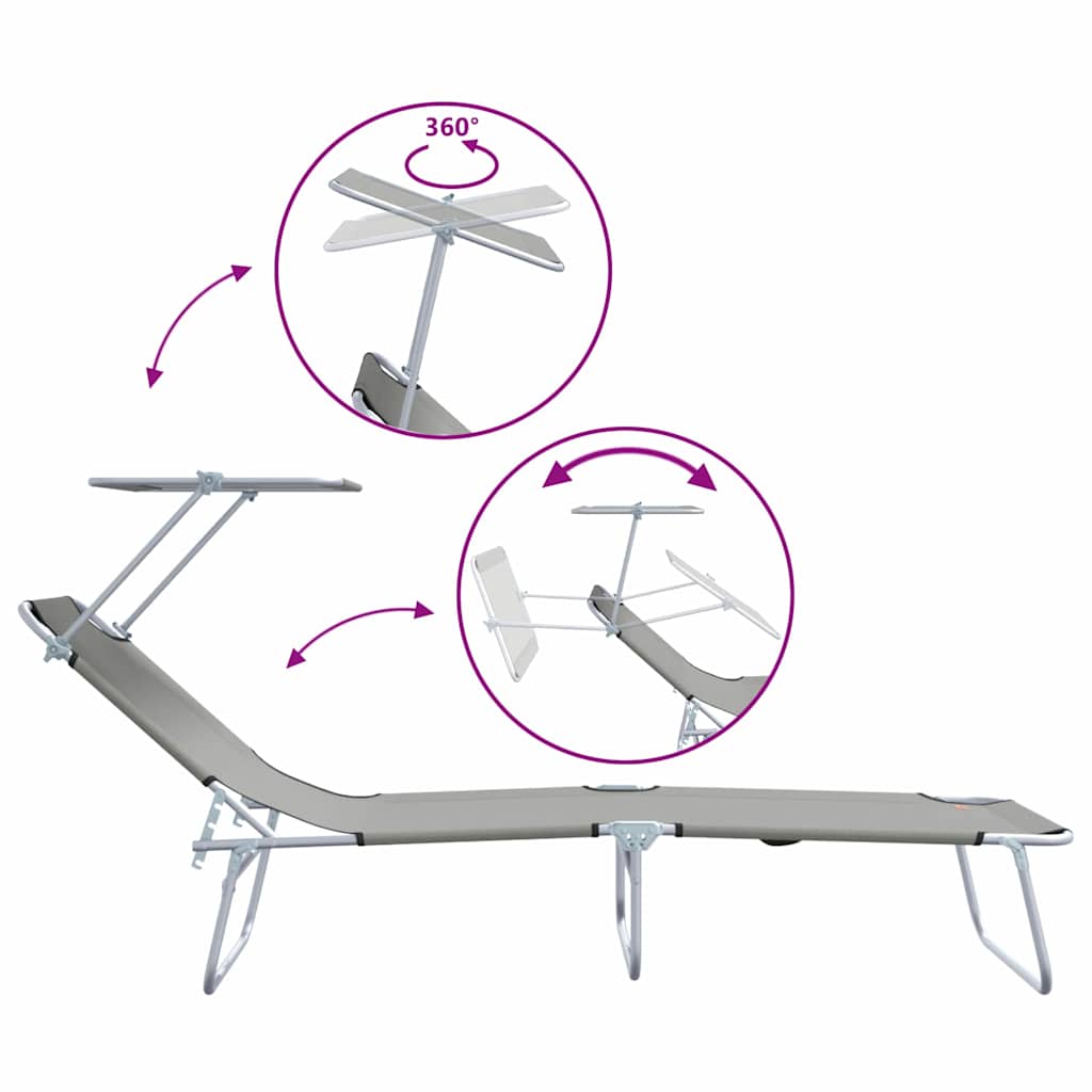 Ležaljka 2 pcs Siva 58 x 188 x 77cm Poliester