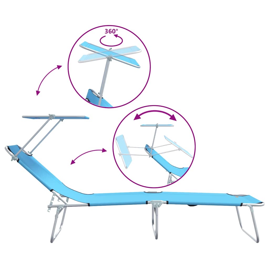 Ležaljka 2 pcs Svijetloplava 58 x 188 x 77cm Poliester
