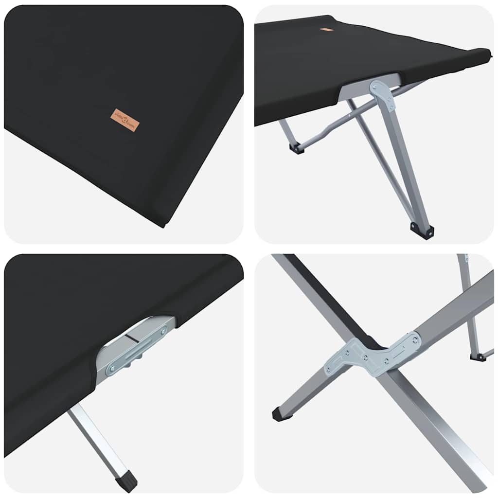 Sklopivi kamperski krevet 2 pcs Crna 194 x 62,5 x 42,5 cm