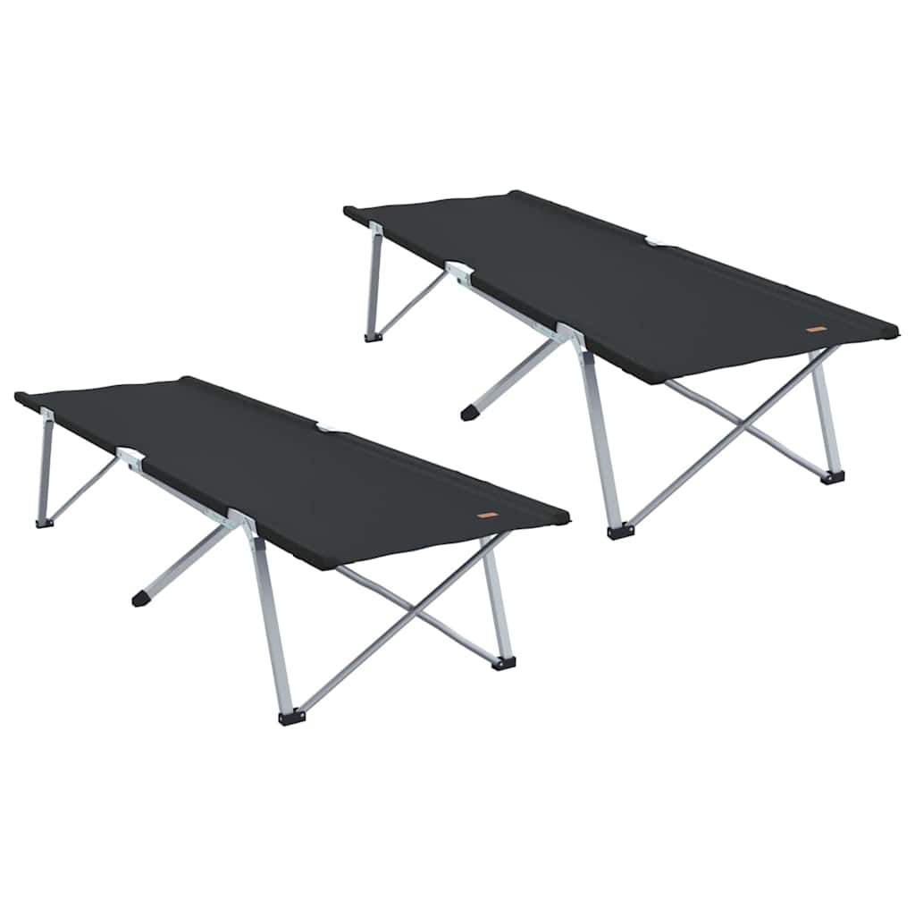Sklopivi kamperski krevet 2 pcs Crna 194 x 62,5 x 42,5 cm