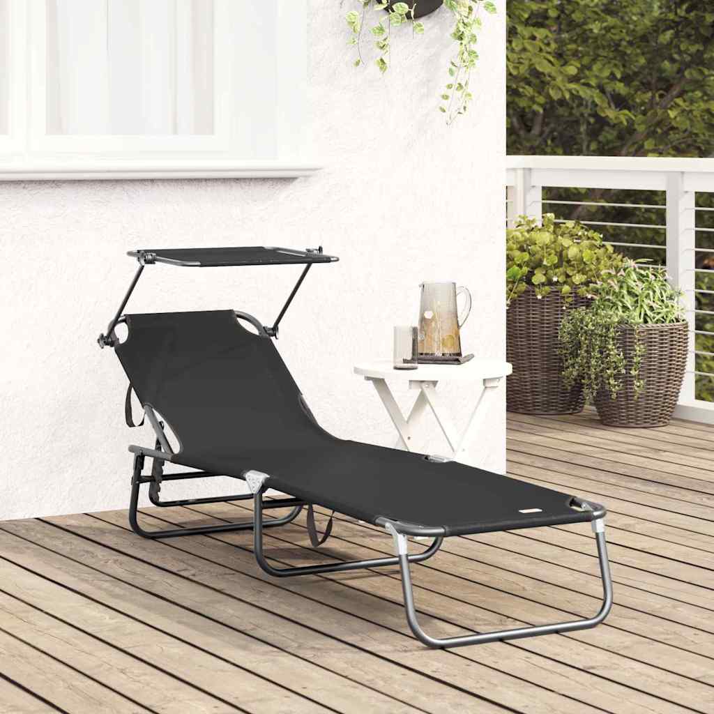 Sklopiva ležaljka za sunčanje Crna 190 x 57 x 81 cm oxford