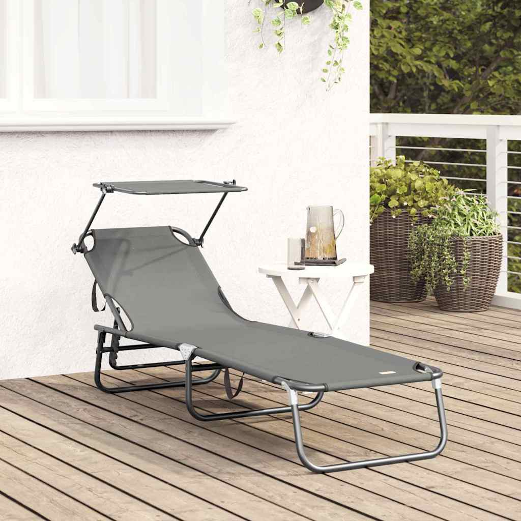 Sklopiva ležaljka za sunčanje Siva 190 x 57 x 81 cm oxford