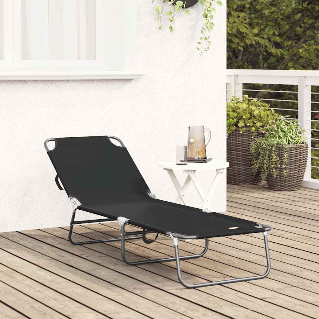 Sklopiva ležaljka za sunčanje Crna 188 x 57 x 86,5 cm Poliester