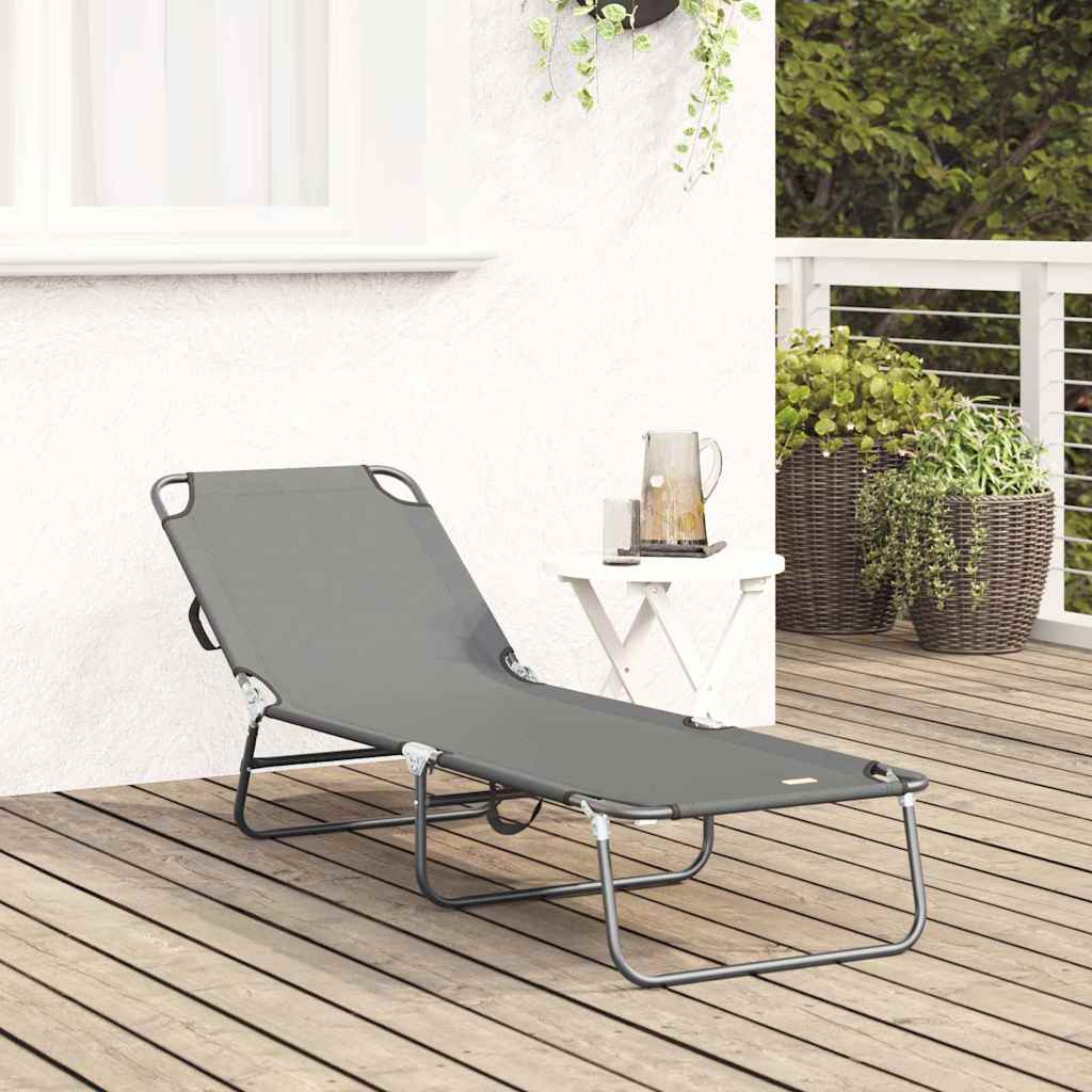 Sklopiva ležaljka za sunčanje Siva 188 x 57 x 86,5 cm Poliester