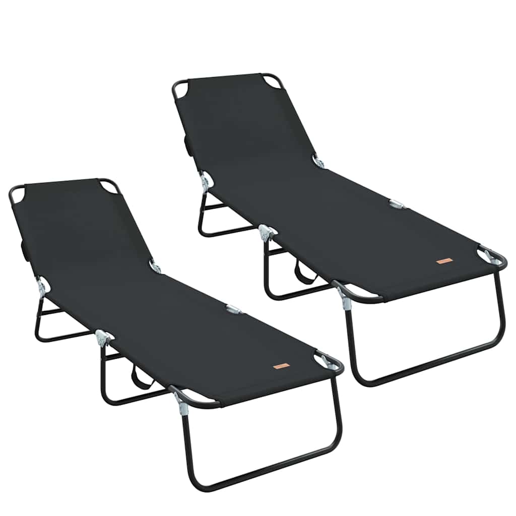 Sklopiva ležaljka za sunčanje 2 pcs Crna 188 x 57 x 86,5 cm