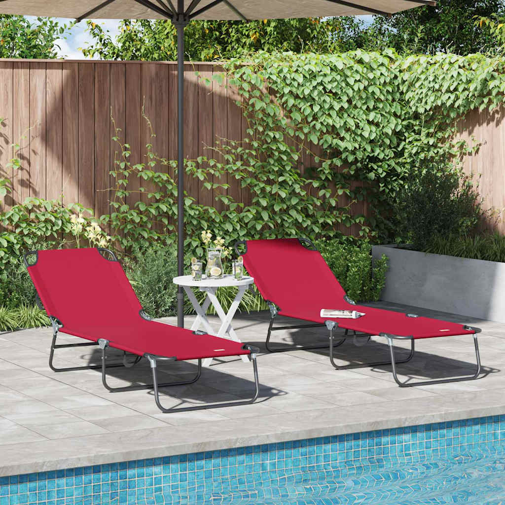 Sklopiva ležaljka za sunčanje 2 pcs Crvena 188 x 57 x 86,5 cm