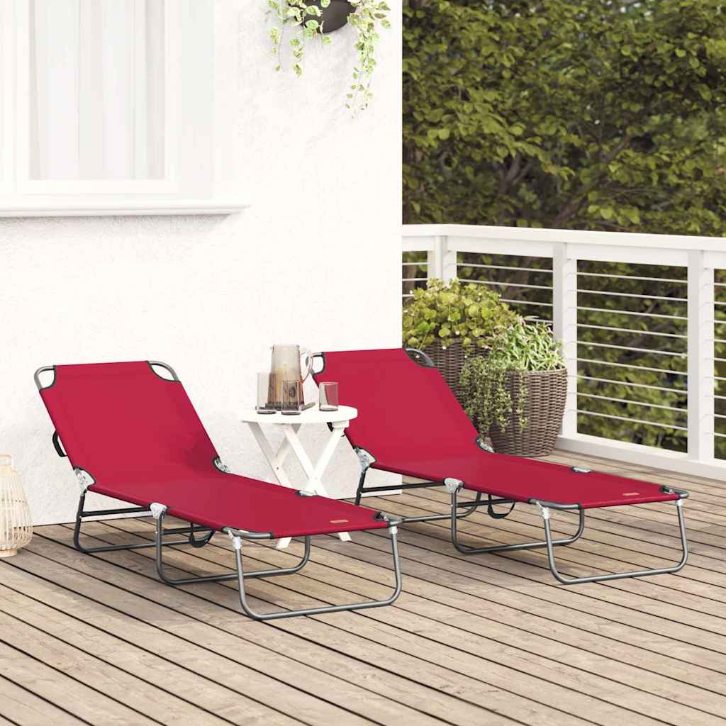 Sklopiva ležaljka za sunčanje 2 pcs Crvena 188 x 57 x 86,5 cm