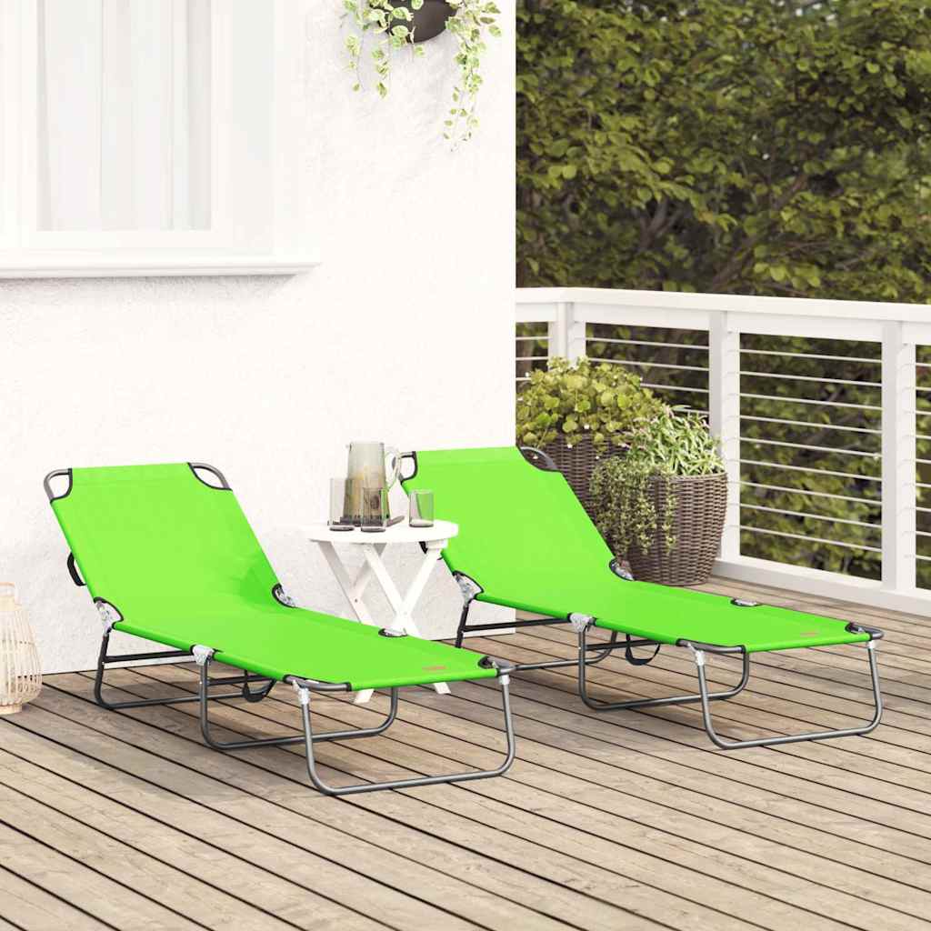 Sklopiva ležaljka za sunčanje 2 pcs Zelena 188 x 57 x 86,5 cm