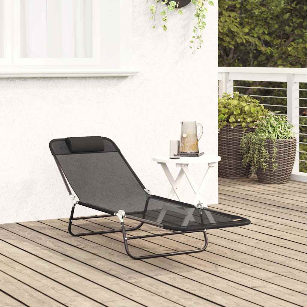 Sklopiva ležaljka za sunčanje Crna 182 x 55 x 85,5 cm Tekstilen