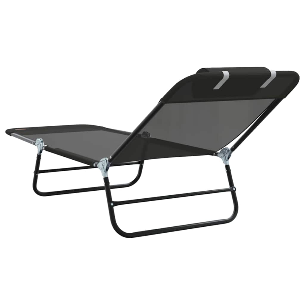 Sklopiva ležaljka za sunčanje Crna 182 x 55 x 85,5 cm Tekstilen
