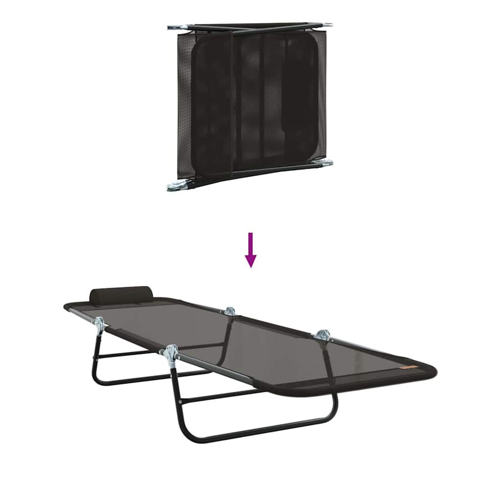 Sklopiva ležaljka za sunčanje Crna 182 x 55 x 85,5 cm Tekstilen