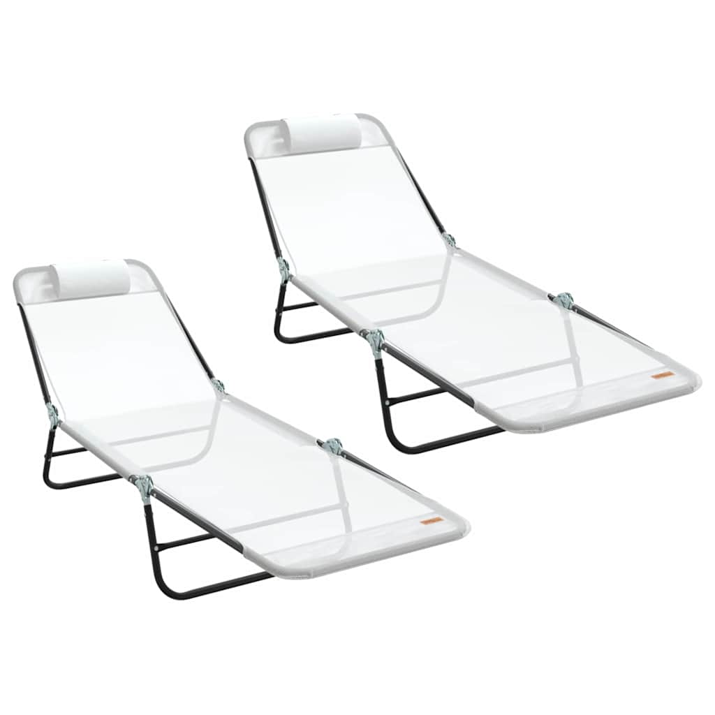 Sklopiva ležaljka za sunčanje 2 pcs Krema 182 x 55 x 85,5 cm