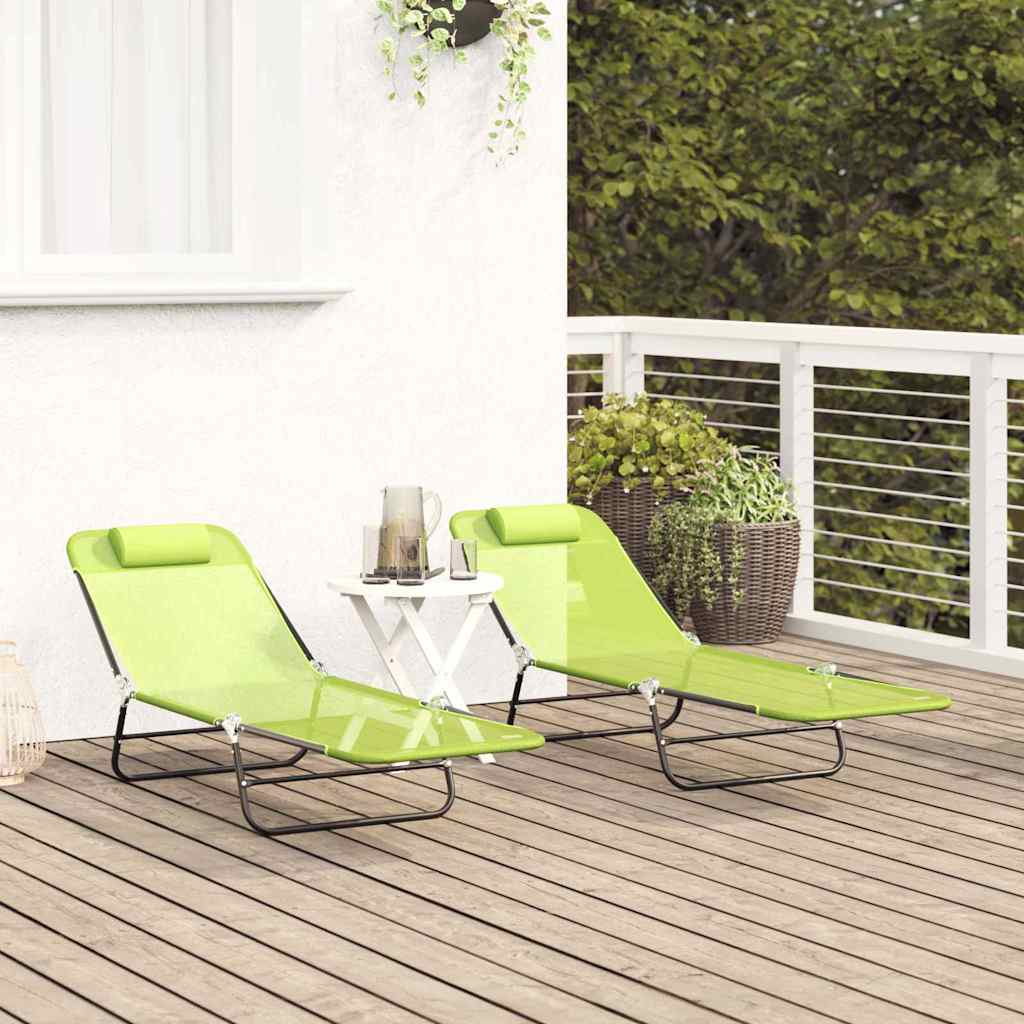Sklopiva ležaljka za sunčanje 2 pcs Zelena 182 x 55 x 85,5 cm