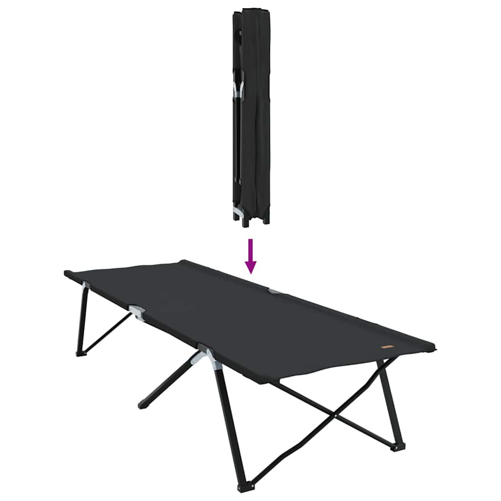 Sklopivi kamperski krevet 2 pcs Crna 206 x 76 x 74 cm
