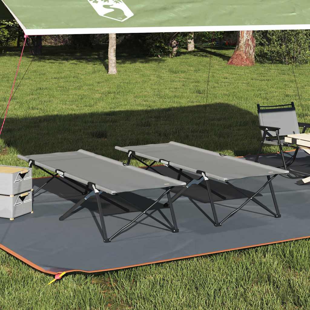 Sklopivi kamperski krevet 2 pcs Siva 206 x 76 x 74 cm