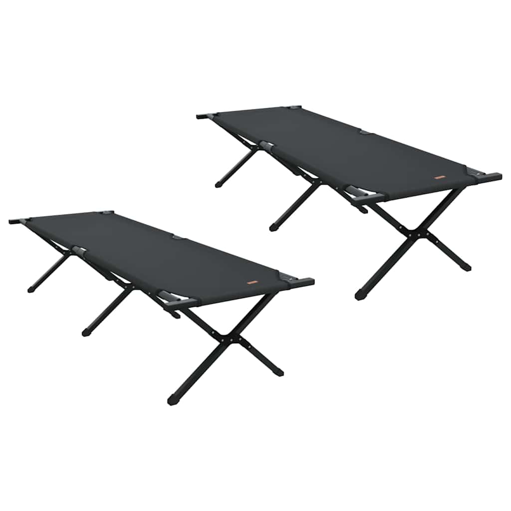 Sklopivi kamperski krevet 2 pcs Crna 193 x 69 x 45 cm