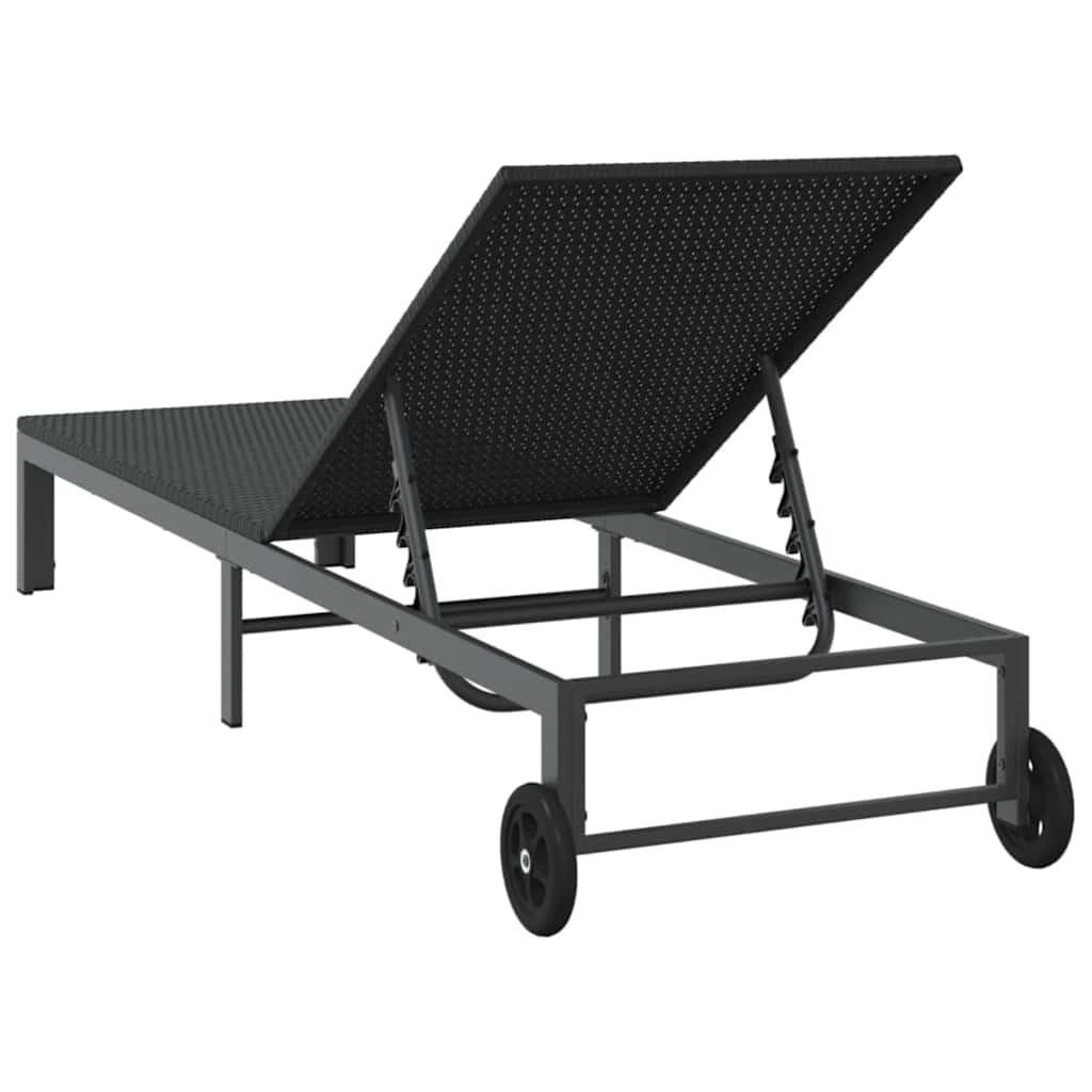 Ležaljka na suncu Crna 206 x 62,5 x 74 cm poliratan