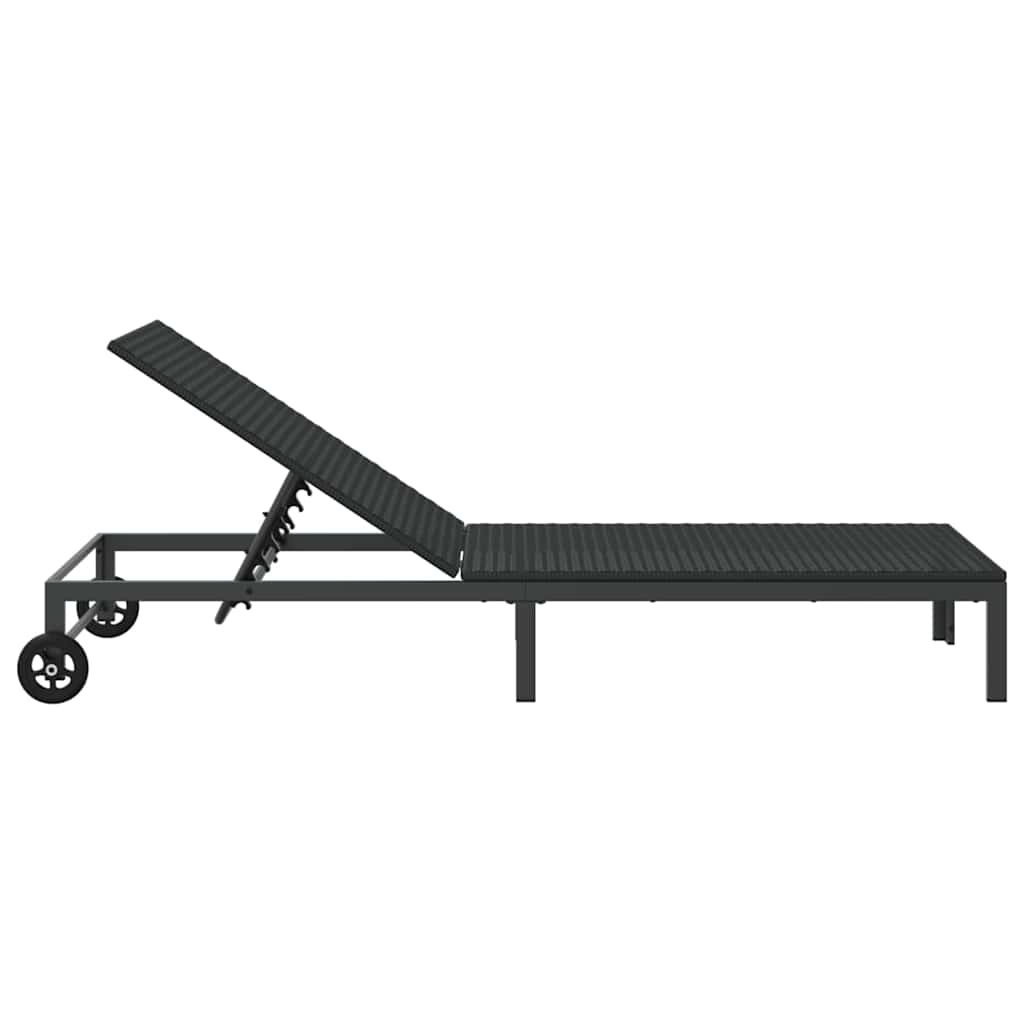 Ležaljka na suncu Crna 206 x 62,5 x 74 cm poliratan