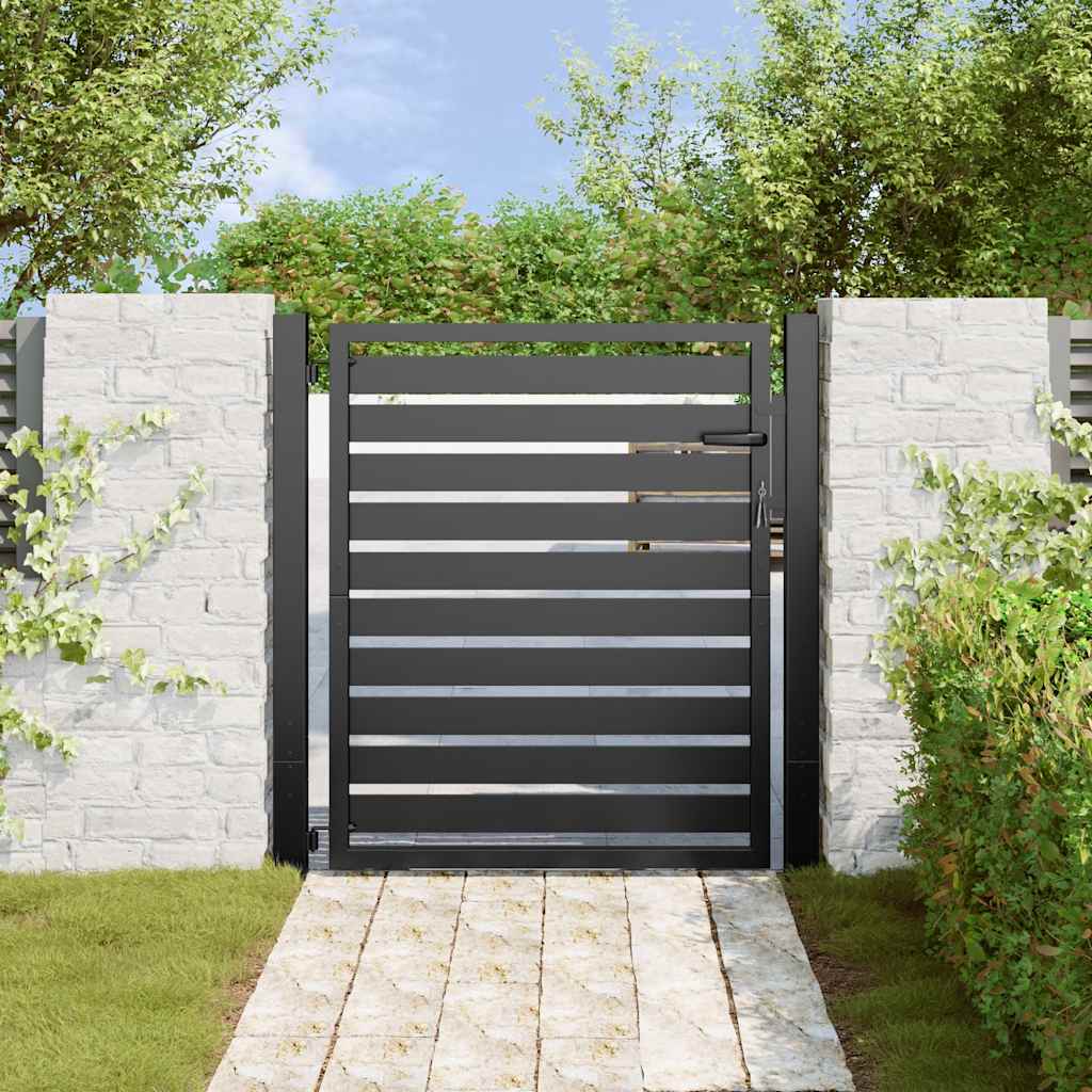 Vrtna vrata s mogućnošću zaključavanja crna 100x100 cm aluminijska